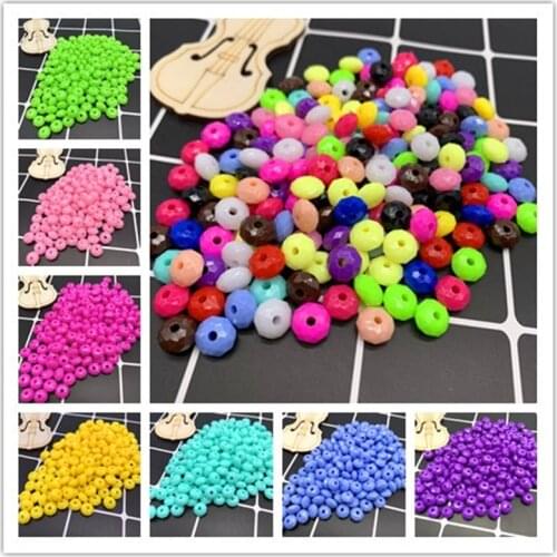 100Pcs 8mm Acrylic Beads Imitation Wheel Flat Beads Suitable For Clothing Handmade Jewelry Crafts DIY Bracelet Necklace