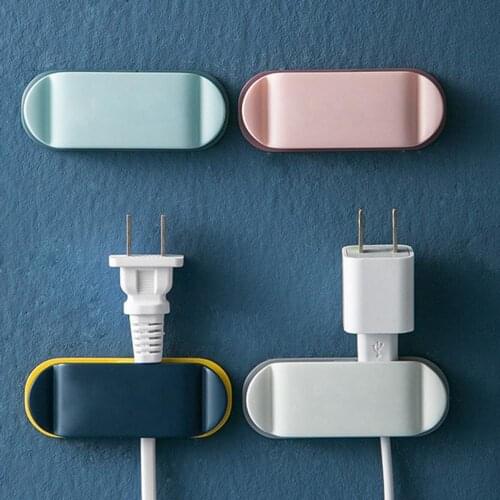 4Pcs Muli-use Power Cord Plug Bracket Wall Mount Adhesive Socket Storage Rack Storage Rack
