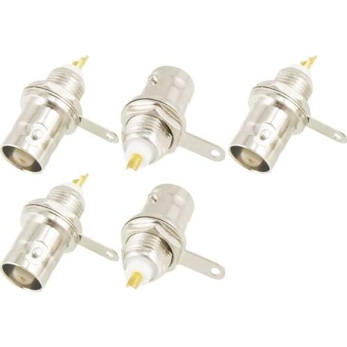 5 BNC Female Nut Bulkhead Solder RF Connector Adapters