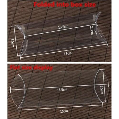 50pcs/lot-2.5*6.5*15cm Clear Pillow Shape Gift Plastic Pvc Boxes Wedding Favor Bridal Candy Gift packaging Boxes