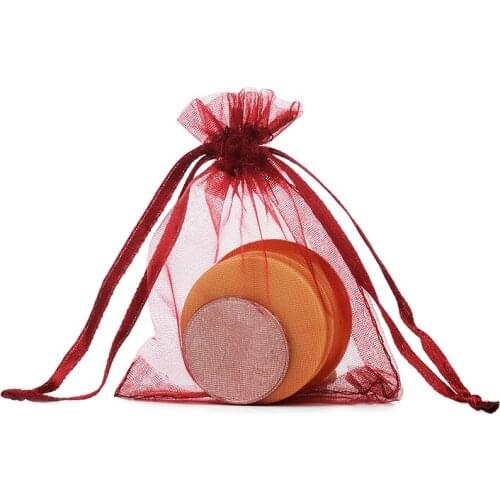 7x9cm 100pcs/Lot Deep Red Organza Jewelry Popular Gift Bag Cheap Pouches Packaging Custom Logo Printed Wholesale