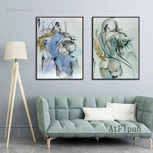 Abstract Art Posters Colorful Sketch Line Body Art Sexy Pictures Canvas Painting Prints for Living Room Bedroom Study Decor