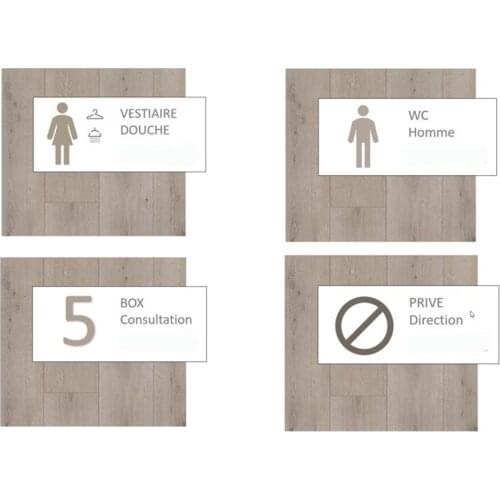 Custom Acrylic 20x20cm Vestiaire Douche Signage Plate Logo Mark Icon Printing Series Sign Board Wall Room Wc Femme Homme Sign