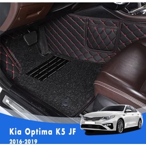 For Kia Optima K5 JF 2019 2018 2017 2016 Luxury Double Layer Wire Loop Car Floor Mats Carpets Auto Accessories Custom Rugs Parts