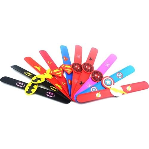 Enfant Girl Boy Superhero Beads Wristband Flexible Wrap Slap Bracelet Kids Bangle Christmas New Year Gift Favors