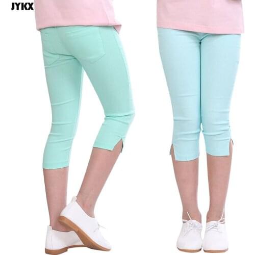 Girls pants summer candy color pants five pants stretch tights pencil pants 3-12Y