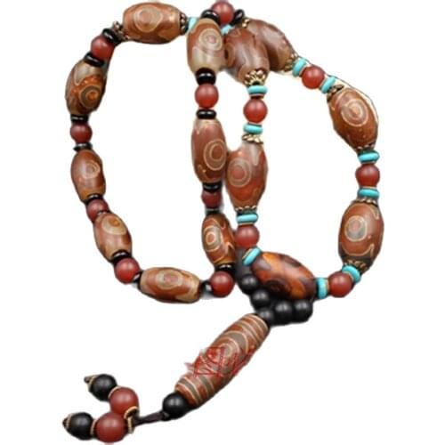 Tibetan agate nine eye beads, chalcedony beads necklace sweater chain jewelry