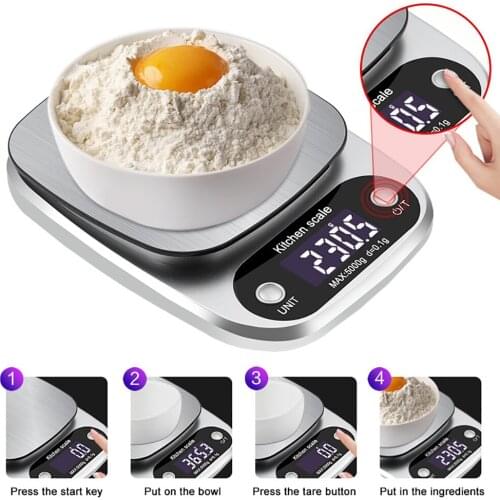 Household Kitchen Electronic Scale Baking Food Scale Cake flour Measure Tool Stainless Steel With LCD Digital Display 1g 0.1g