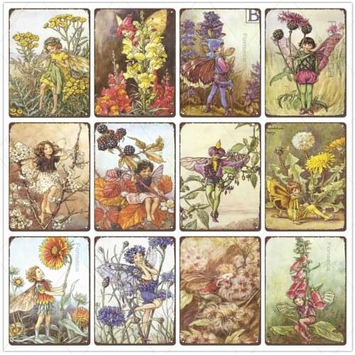 Flowers Garden Retro Metal Tin Sign Dandelion Courtyard Living Room Home Decoration Vintage Metal Plate 20X30Cm