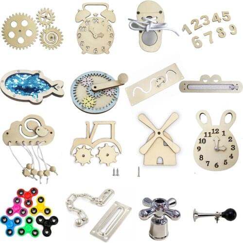 Children Busy Board Accessories Wood DIY Toy Montessori Material Early Education Activity Toddler Toys For Basic Skills Learning