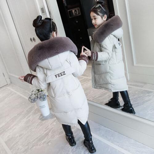 MudiPanda Childrens Winter Jackets Kids Big Fur Hood Outerwear For 4-14years Girls Warm Cotton Coat Clothing Thick Parkas