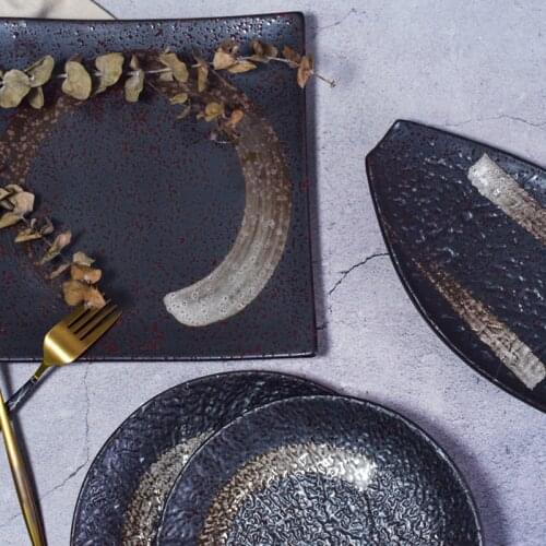 LingAo The hotel restaurant family dining table color glaze creative plate custom logo tableware