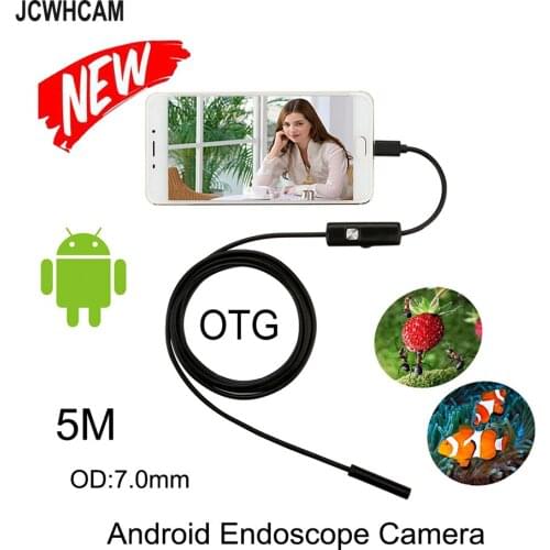 JCWHCAM 5M Micro USB Android Endoscope Camera 7mm Len Flexible Snake USB Pipe Portable Inspection Micro USB Borescope Camera