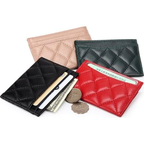 100% Sheepskin Genuine Leather Mini Credit Card Women Wallet Purse Card Holders Men Wallet Thin Small Super Slim Soft Wallet