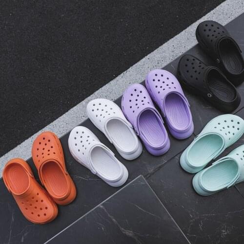 Summer High Heeled Sandals Fashion Candy Color Hole Shoes Outdoor Leisure Beach Slippers Plus Size 41