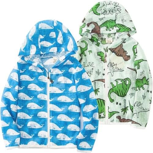 Summer UV-proof Boys Thin Jacket Girls Rash Guards Hooded Kids Sunscreen Clothes