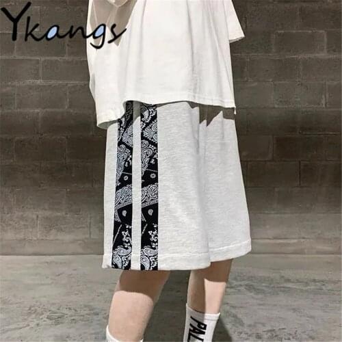 Summer 2021 Patchwork Casual Sports Shorts Woman Fashion High Waist Running Capri Pants Biker Sweatpants Female Beach Gym Shorts