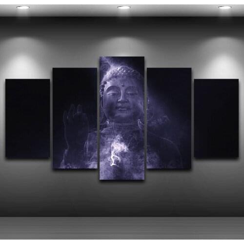 Modular Unframed Pictures 5 Panel Buddha Home Decoration Canvas Painting Top-Rated Wall For Living Room Modern Type Poster