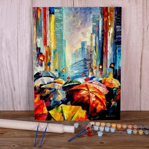 Oil Painting Style Umbrellas DIY Painting By Numbers Complete Kit Oil Paints 50*70 Canvas Painting Decorative Drawing