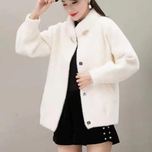 Mink Fur Jacket womens loose autumn and winter new trend imitation velvet sweater knit cardigan Mujer Overcoat Jaqueta Feminina