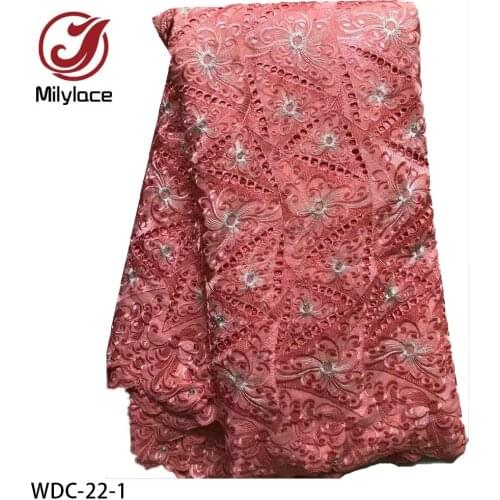 Latest Swiss Lace Fabric Embroidery Swiss Voile Lace African Lace Fabric 5yards Cotton Fabric for Dress WDC-22