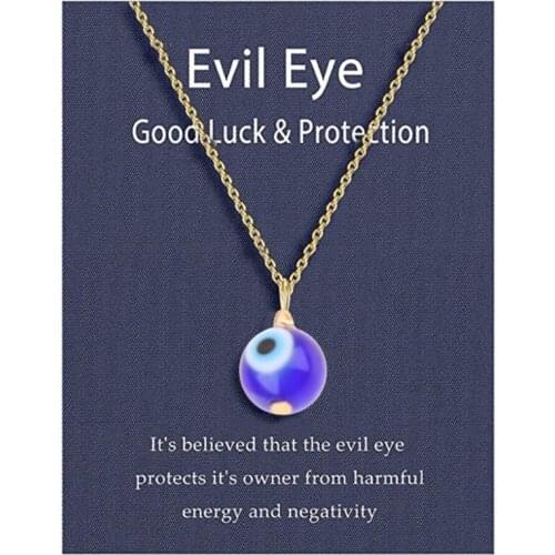667E Evil Eye Necklace for Women Men Blue Turkish Golden/Silver Chain Evil Eye Necklace Lucky Protection Necklace