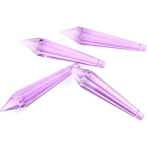38MM/63MM/76MM Lilac K9 Crystal Chandelier Pendants Prisms Cut&Faceted Glass U-Icicle Drops For Cake Topper Decoration