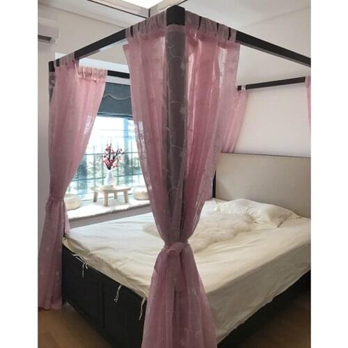 Princess Mosquito Net Pink Bed Canopy Embroidered Landing Square Palace Curtain Lace Valance Drapery Custom-made Bedding