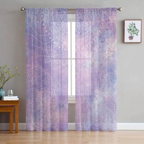 Youth Bedroom Sheer Curtains Pattern Purple Watercolor Kitchen Study Curtains Living Room Holiday Decor Tulle Curtains