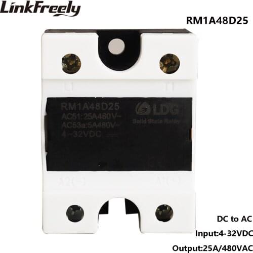 RM1A48D25 DC AC Solid State Relay 25A,Output:42-530VAC Input:5V 12V 24V 32VDC SSR Relay,Opto Isolator Voltage Relay Switch Board