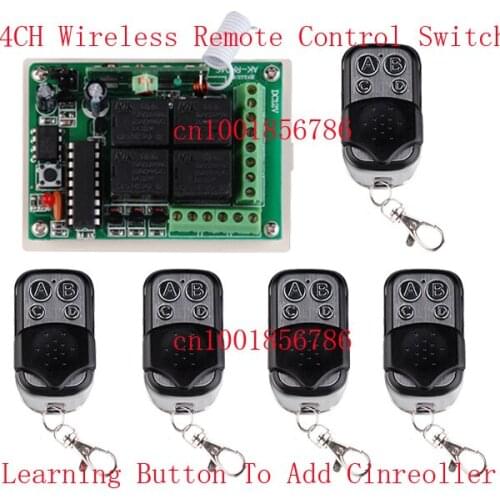 DC12v 4CH Receiver & Transmitter FR Wireless Remote Control switch system with Multifunctional wireless Module