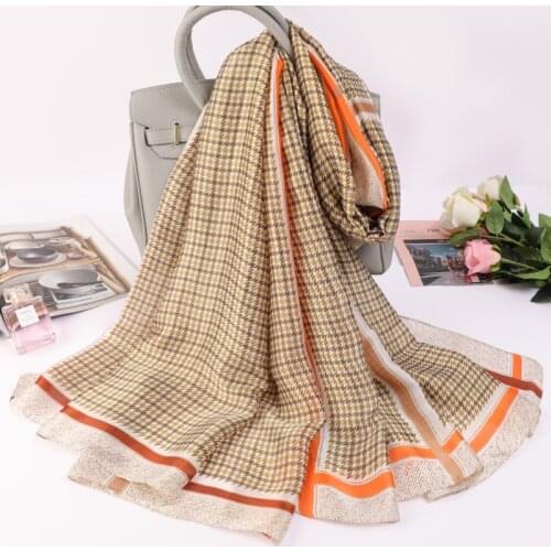 Popular Print 180X90CM Shawls Classics Travel Lattice Silk Scarves Fashion Dustproof Handkerchief Summer Sunscreen Beach Towel