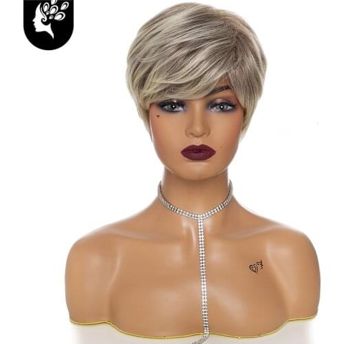 Your BeautyShort Blonde Wig Light Brown Bob Wigs For Beautiful Women Perruque Heat Resistant Fiber Daily False Hair StraightWigs
