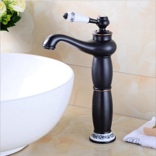 Basin Faucet Bathroom Sink Faucet Single Handle Hole Black/Gold Faucet Basin Taps Deck Vintage Wash Hot and Cold Mixer Tap Crane