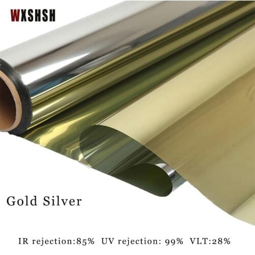 Gold And Silver Sunscreen Film Self-Adhesive Reflaction Heat Control Tint-Film Privacy Protecion Multi-Size Home Decoration