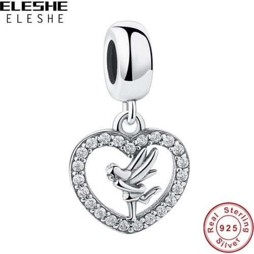 Sterling Silver Little Angle CZ Crystal Pendant Charm fit Original 925 Silver DIY Women Jewelry Making