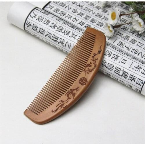 Hot Sale Natural Peach Wood Comb Close Teeth Anti-static Hair Care Wooden for Comb Hair Massage Head Promote Blood Circulation