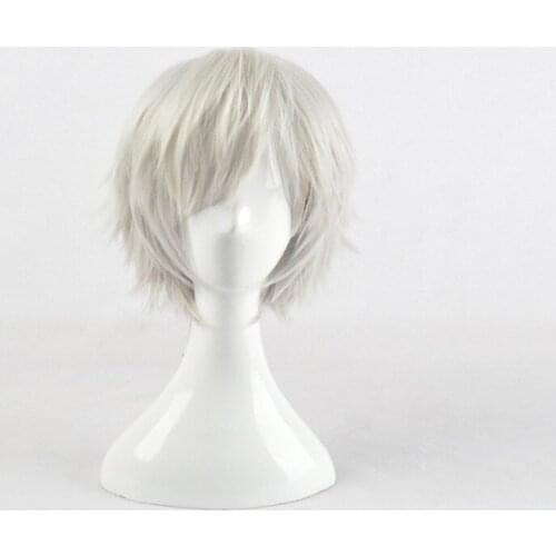 Tokyo Ghoul Anime Kaneki Ken Silver Short Heat Resistant Synthetic Hair Halloween Party Cosplay Role Play + Free Wig Cap