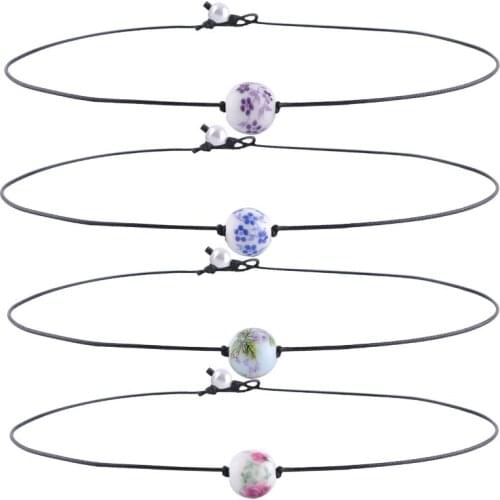 Trendytime new fashion new rope chain flower beads choker necklace women jewelry simple collar necklace gift