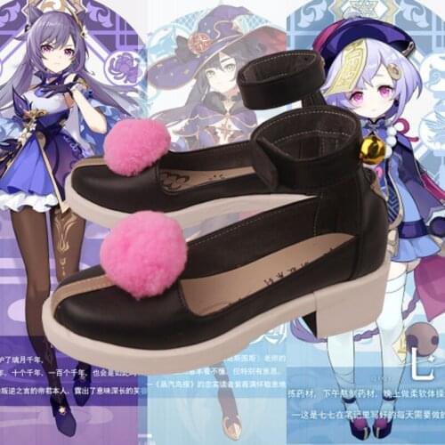 Genshin Impact Cos Shoes Pu Leather Comfortable 35-46 Yards Highly Restored Qiqi Cosplay Game Theme Game Anime Role Playing