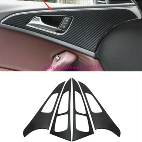Carbon Fiber Inner Door Handle Panel Cover Trim For Audi A6 C7 2012-2018 Car Styling Accessories