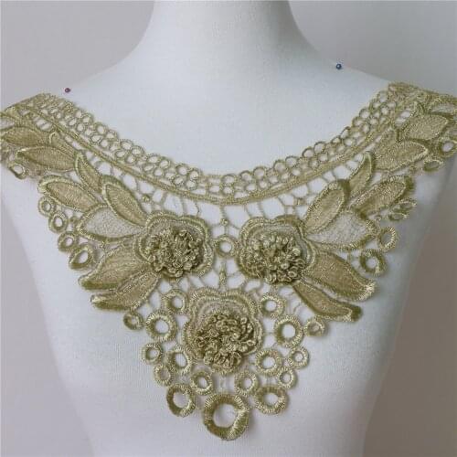 Round Craft Gold Collar Venise Lace Trim Applique Trim Decorated Lace Neckline Collar Sewing Accessories