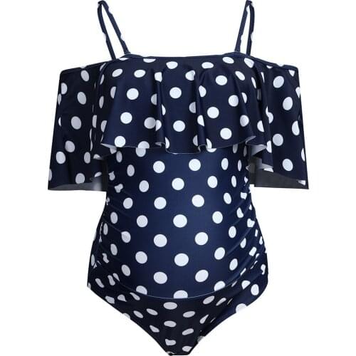 Womens maternity swimwear leaf print Bikinis swimsuit for pregnant women One-pieces Off Shoulder Pregnant Beachwear