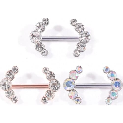 1pcs Fashion Barbell Nipple Ring Piercing Bar Rings Jewelry Creative Punk Body Jewellery High Quality Zircon Heart Rings Women