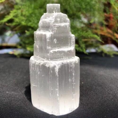1PC Natural Selenite Lamp White Gemstones Ice Berg Hand Carved Lamp Around Crystal Ore Ornaments Craft Reiki Home Decor Collect