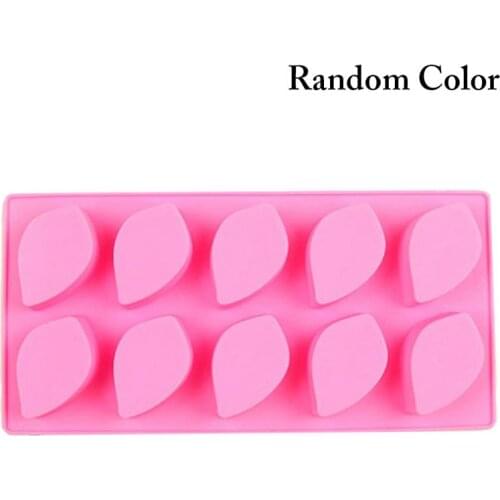 1pc Leaf Shape Cake Mold 10-Cavities Creative Chocolate Silicone Mold Fondant Molds DIY Baking Tools Accessories Random Color