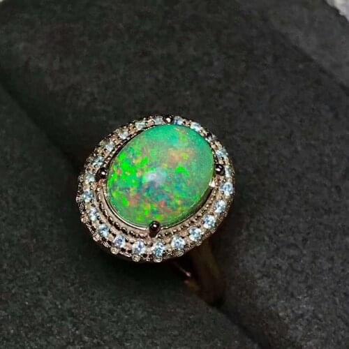 100% NATURAL ETHIOPIAN WELO FIRE OPAL CABOCHON Ring 8x10mm