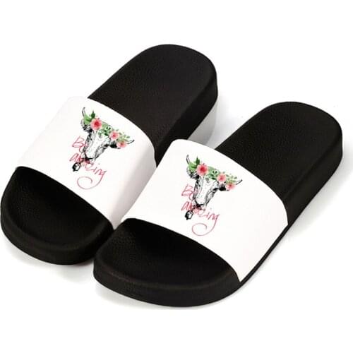 2021 Women sandals Summer shoes Home Slippers Beach Slides Cow Head Flower Pattern Non-slip Flip Flops Female shoes Plus Size 41