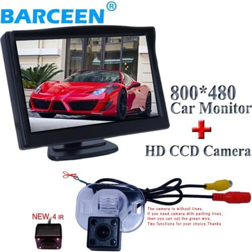 Plastic shell 170 lens angle car parking camera+In-Dash universal lcd car monitor 5" for Kia Forte for Hyundai Verna Sedan