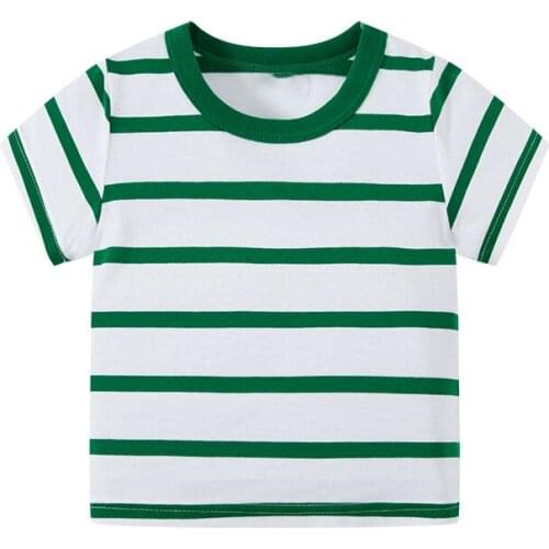 Bambino 2021 Summer Tee for Boys 2-7 Years Classical Stripe T Shirt of Children Top Clothes of School Kids 100% Cotton Clothing